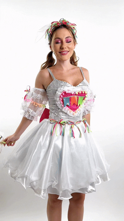 VESTIDO JUNINO NOIVA PEONIA ADULTO - J99019