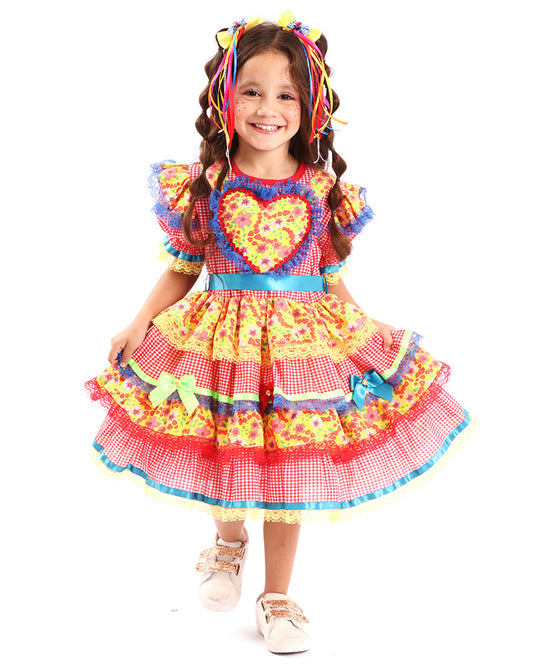 VESTIDO JUNINO BOLINHO INFANTIL - J1577