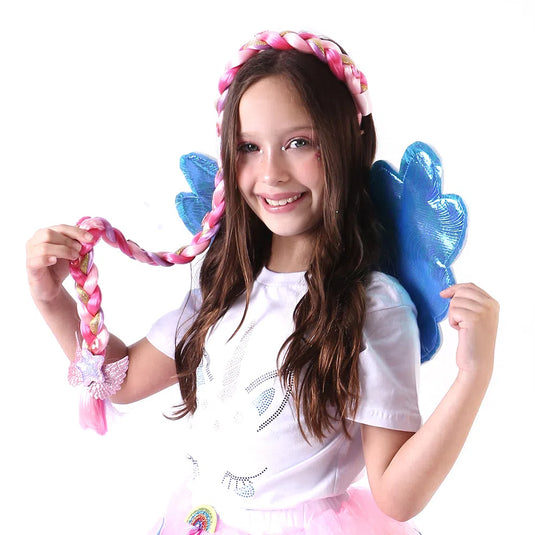 TIARA TRANÇA UNICÓRNIO ROSA BEBE E LILÁS