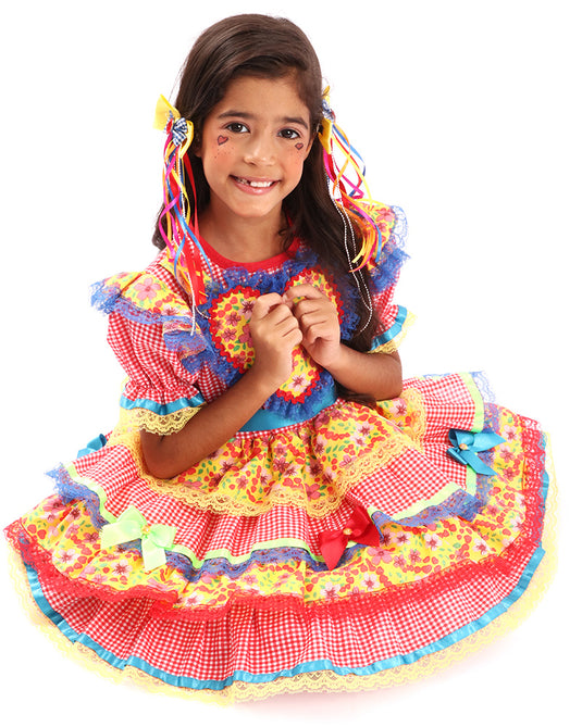 VESTIDO JUNINO BOLINHO INFANTIL - J1577