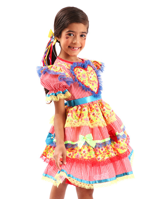 VESTIDO JUNINO BOLINHO INFANTIL - J1577