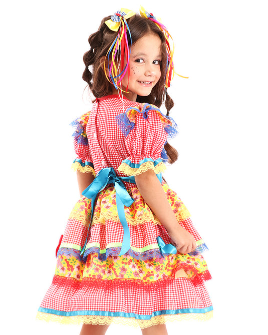 VESTIDO JUNINO BOLINHO INFANTIL - J1577