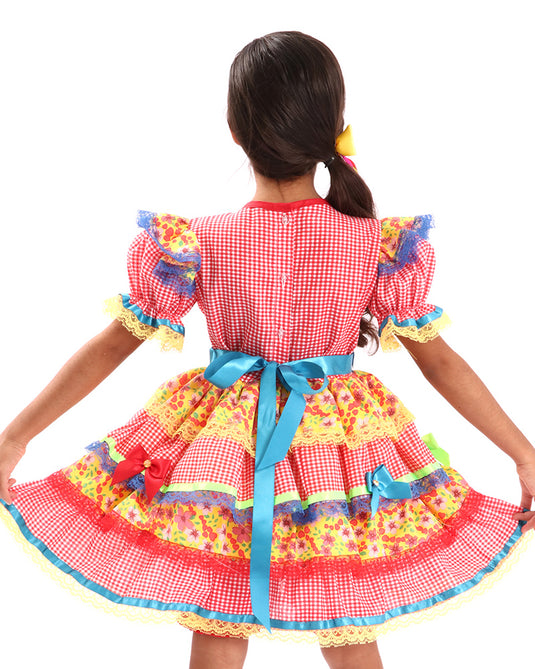 VESTIDO JUNINO BOLINHO INFANTIL - J1577