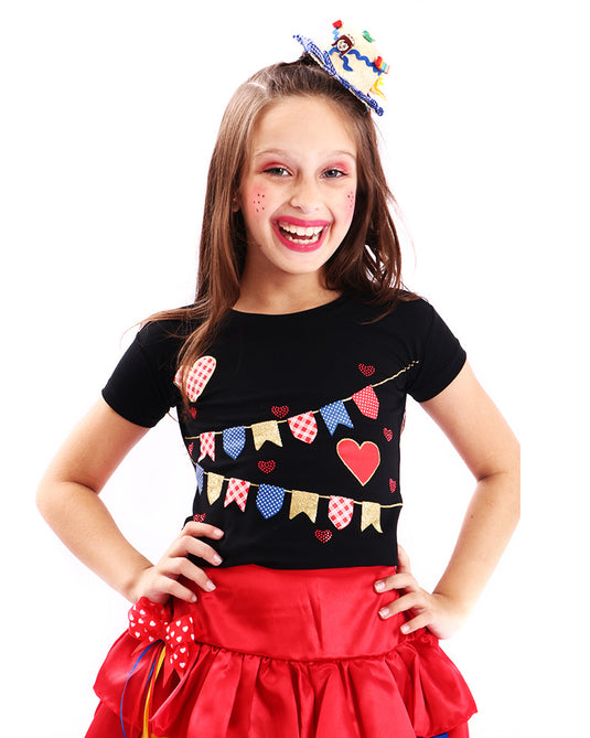 CAMISETA JUNINA BANDEIROLA- INFANTIL