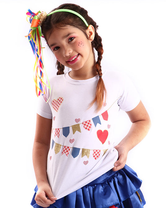 CAMISETA JUNINA BANDEIROLA- INFANTIL