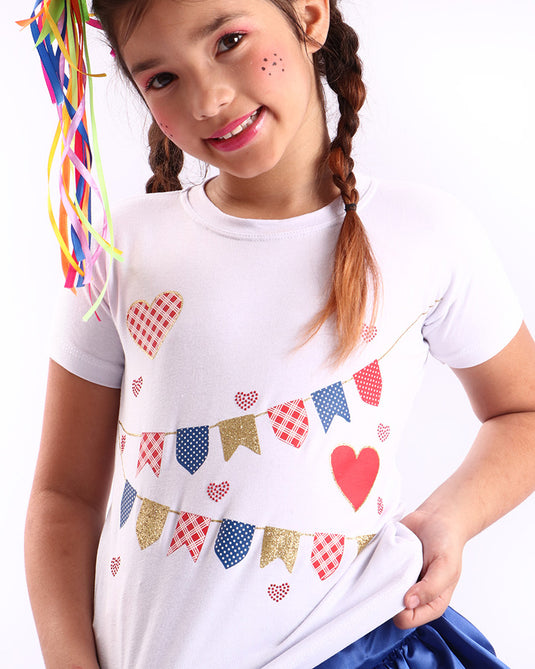 CAMISETA JUNINA BANDEIROLA- INFANTIL