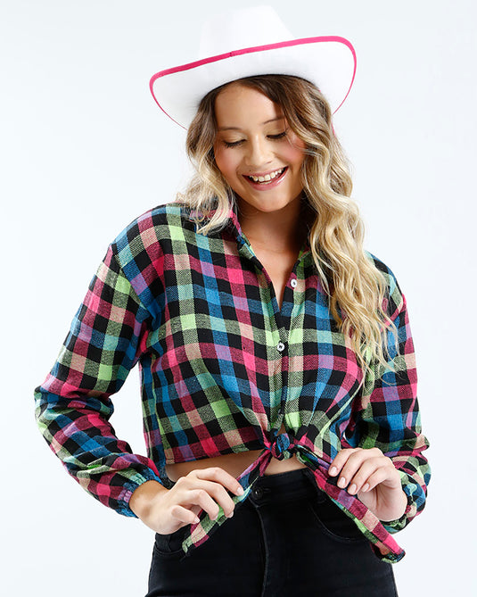 CAMISA JUNINA DE AMARRAR ADULTO JILLY - J2699