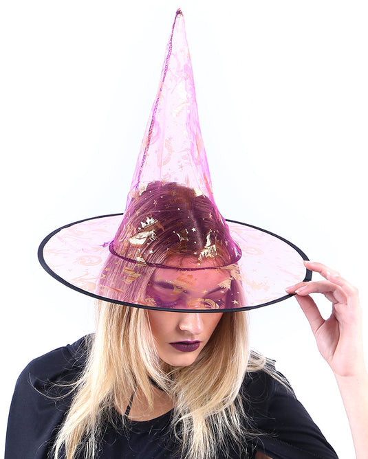 CHAPEU BRUXA TRANSP ESTAMPADO PC/12 UNID
