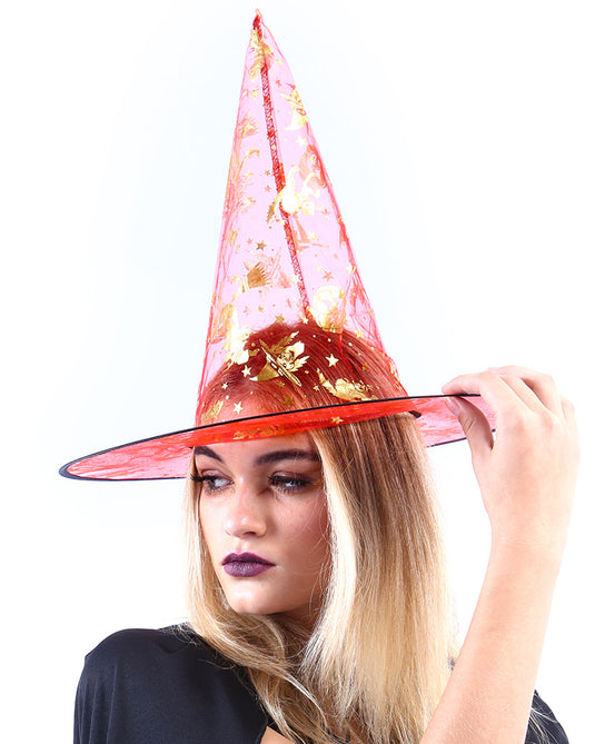 CHAPEU BRUXA TRANSP ESTAMPADO PC/12 UNID