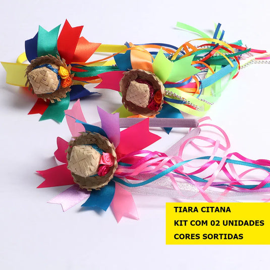 TIARA JUNINA CITANA - KIT COM 2 UN - CORES SORTIDAS