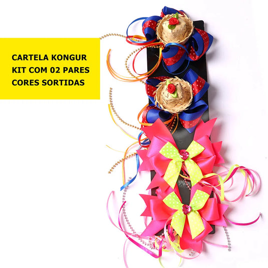 TIC-TAC LAÇO KONGUR KIT COM 2 PARES CORES SORTIDAS - J015