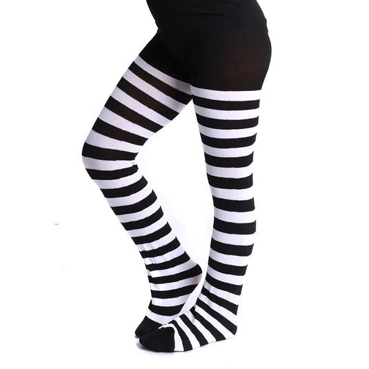 MEIA CALÇA LISTRADA - BRANCO/PRETO – INFANTIL