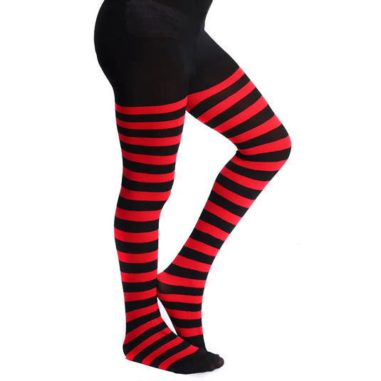MEIA CALÇA LISTRADA - PRETO/VERMELHO INFANTIL