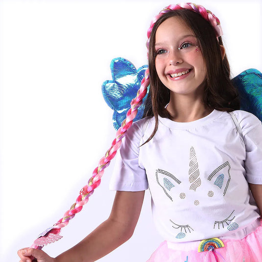 TIARA TRANÇA UNICORNIO-ROSA