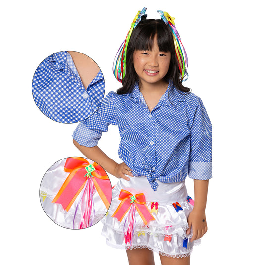 Camisa Junina Xadrez Manga Curta Amarrar - 494