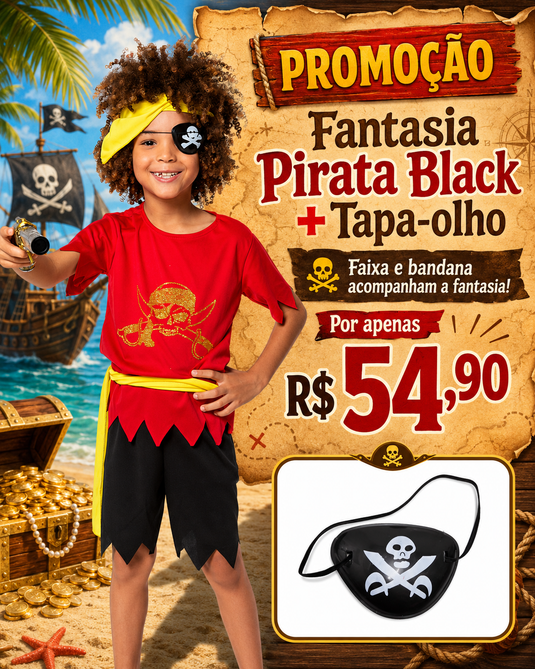 FANTASIA PIRATA BLACK - INFANTO JUVENIL - TR704
