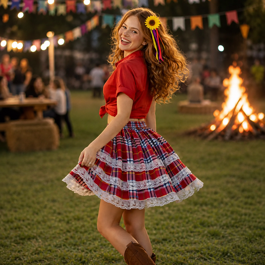Saia Xadrez Junina Vanessa -J9366