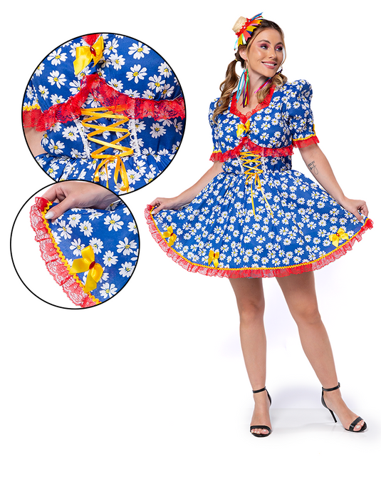 VESTIDO JUNINO CALENDULA ADULTO - J98067