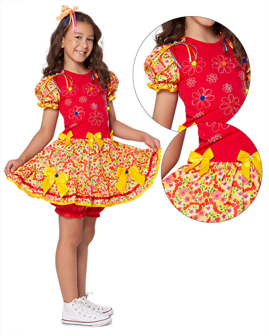 VESTIDO JUNINO NATALIA INFANTIL - J1789