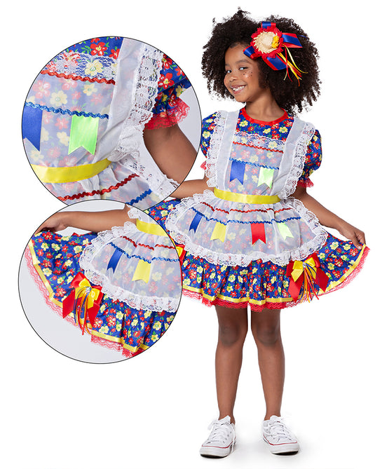 VESTIDO JUNINO SAGU INFANTIL - J1583