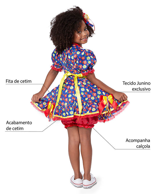 VESTIDO JUNINO SAGU INFANTIL - J1583