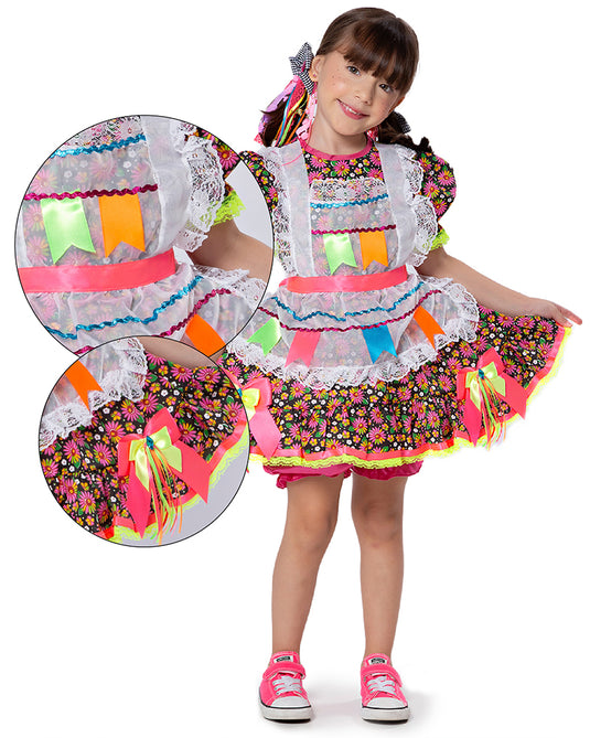 VESTIDO JUNINO SAGU INFANTIL - J1583