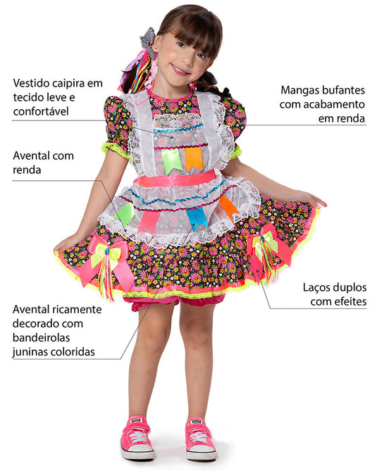 VESTIDO JUNINO SAGU INFANTIL - J1583