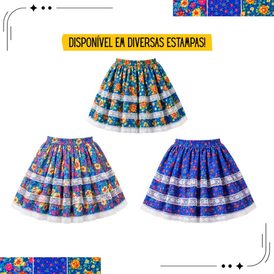 Saia Floral Vanusa 3 Babado Inf - J364